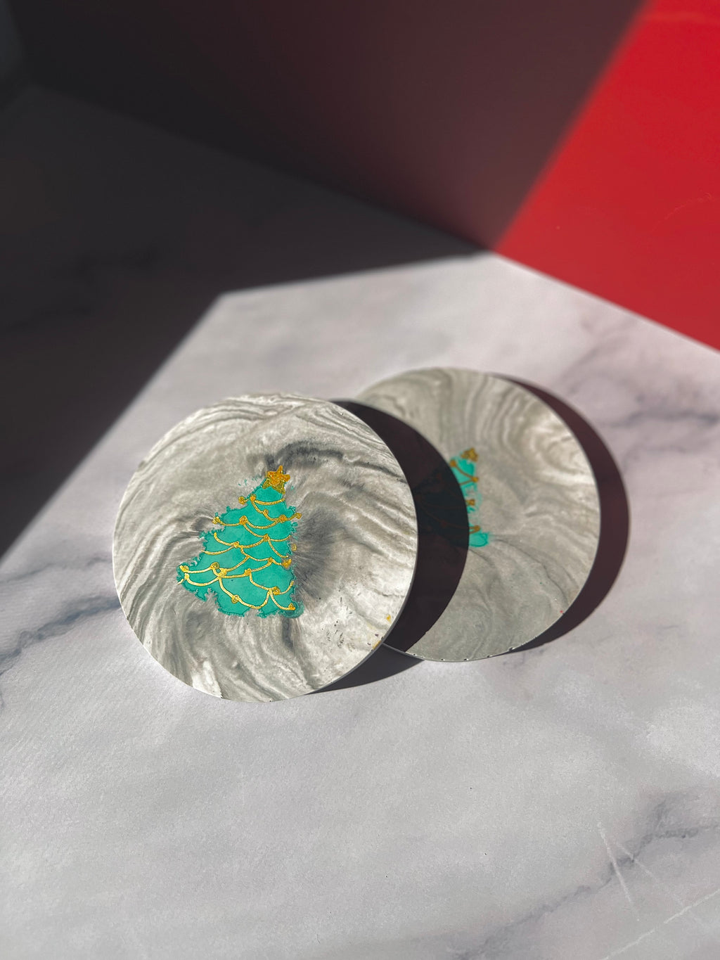 A Christmas Marble Coaster Set