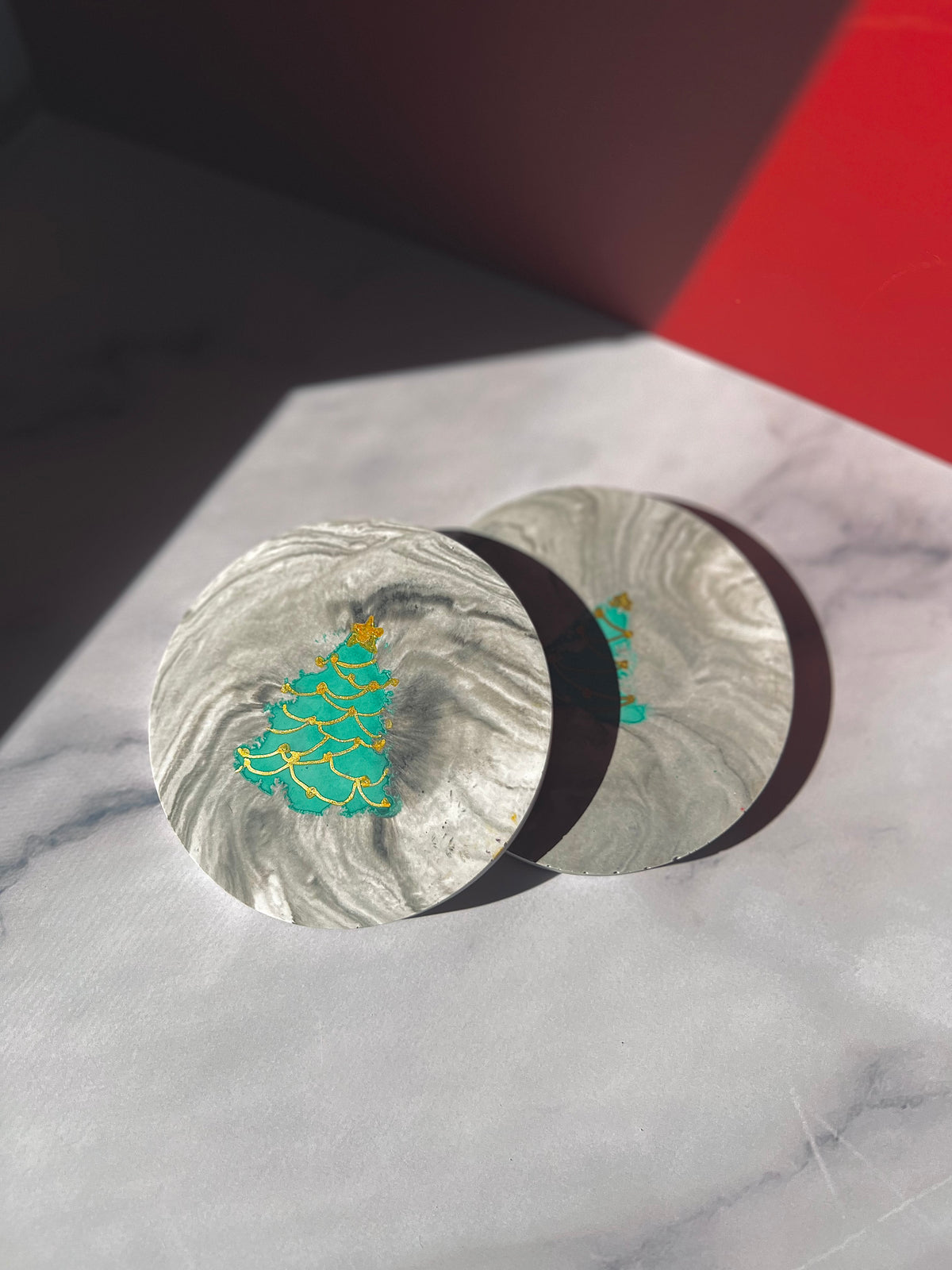 A Christmas Marble Coaster Set