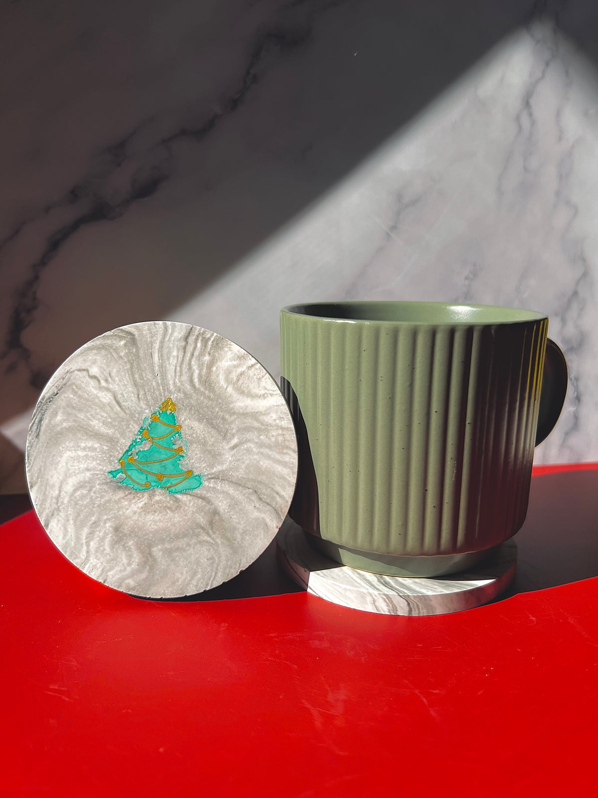 A Christmas Marble Coaster Set