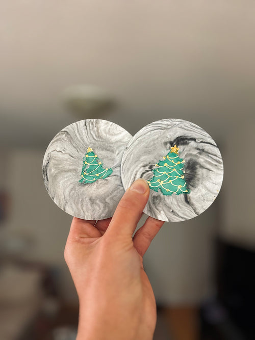 A Christmas Marble Coaster Set