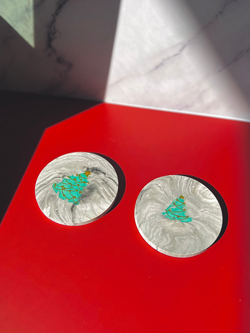 A Christmas Marble Coaster Set