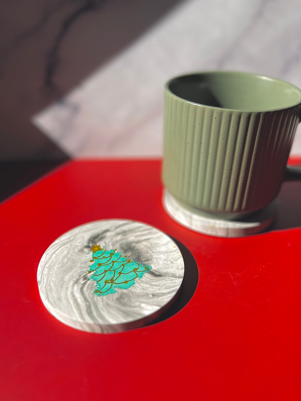 A Christmas Marble Coaster Set