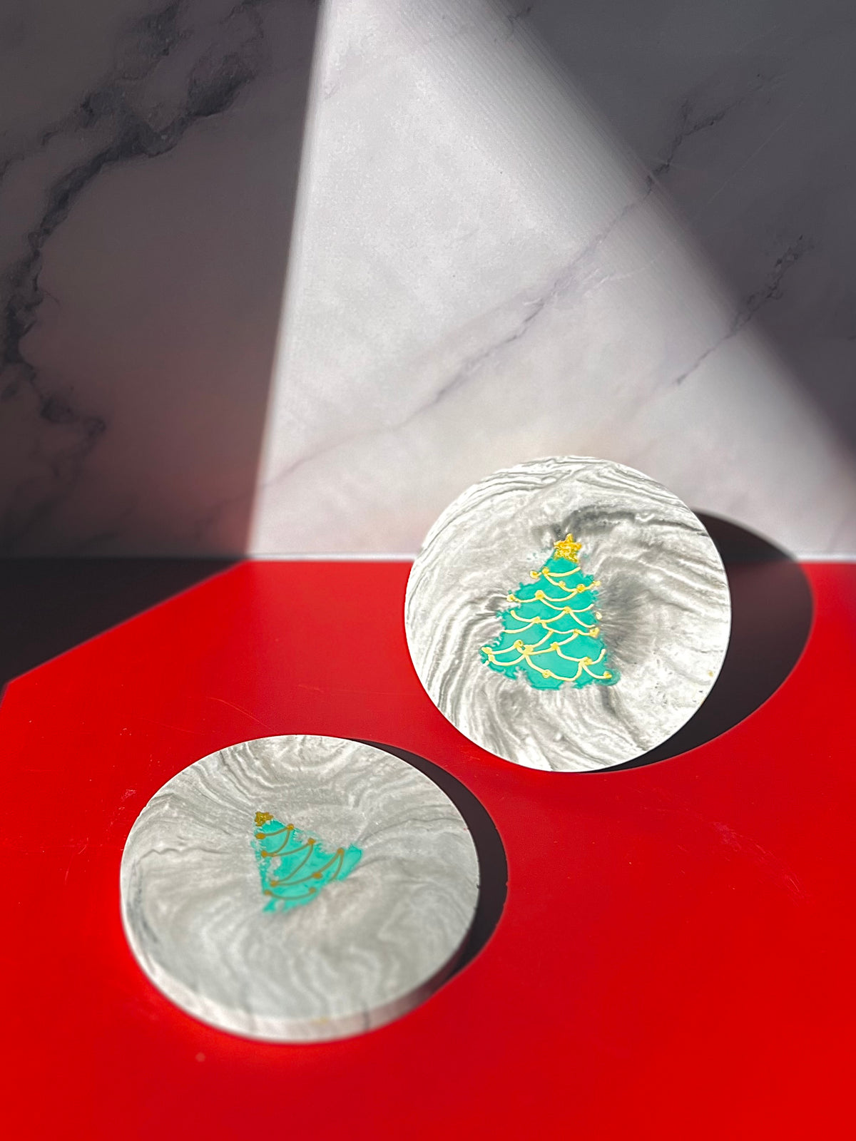 A Christmas Marble Coaster Set