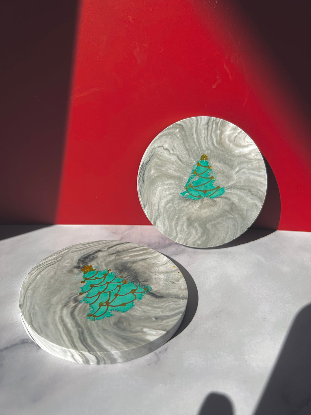 A Christmas Marble Coaster Set
