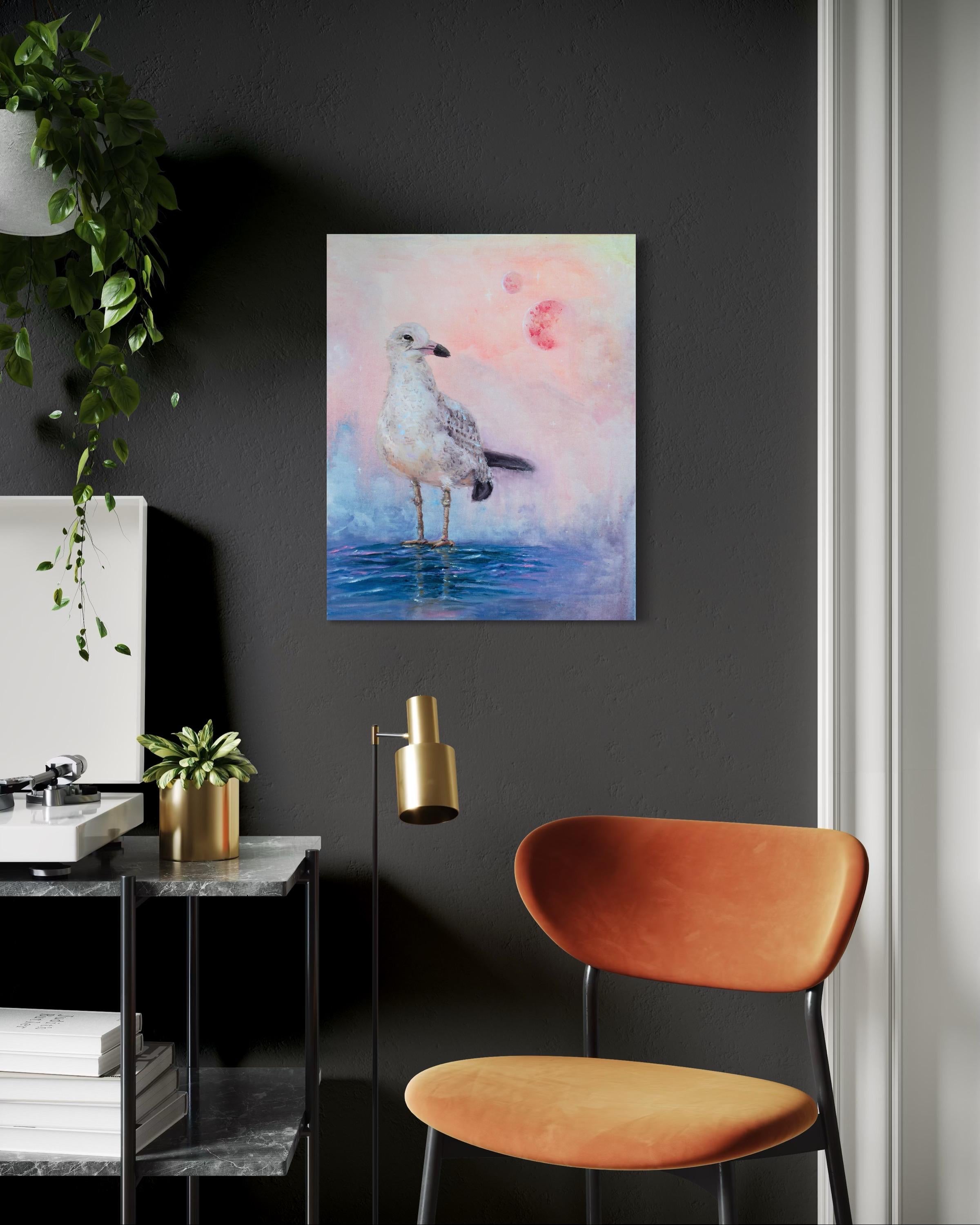 White Celestial Bird - Original oil painting on canvas
