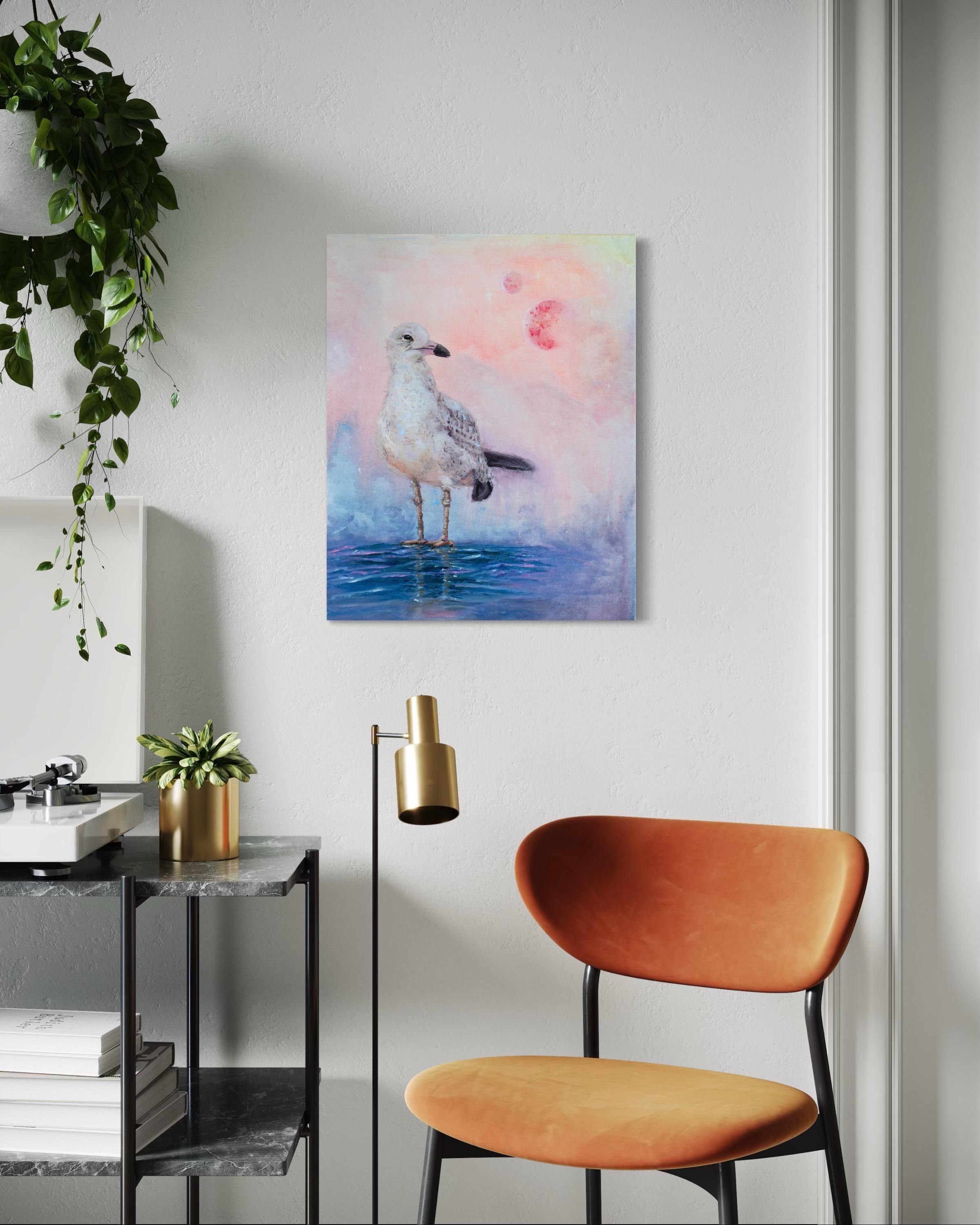 White Celestial Bird - Original oil painting on canvas