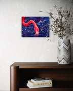 Pink Flamingo: Original oil painting on canvas inspired by science fiction