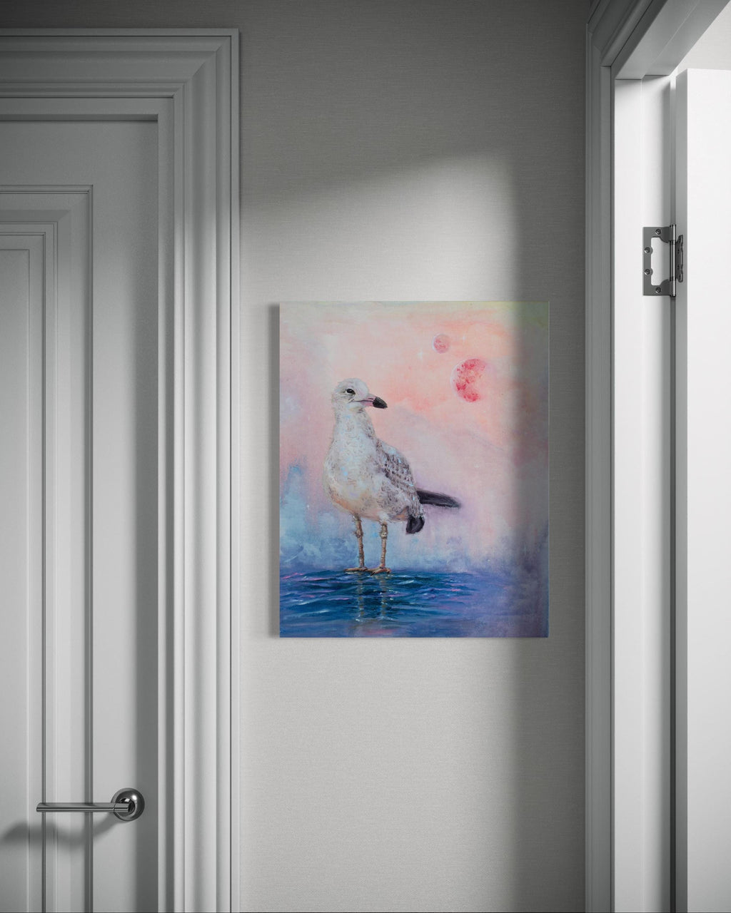 White Celestial Bird - Original oil painting on canvas