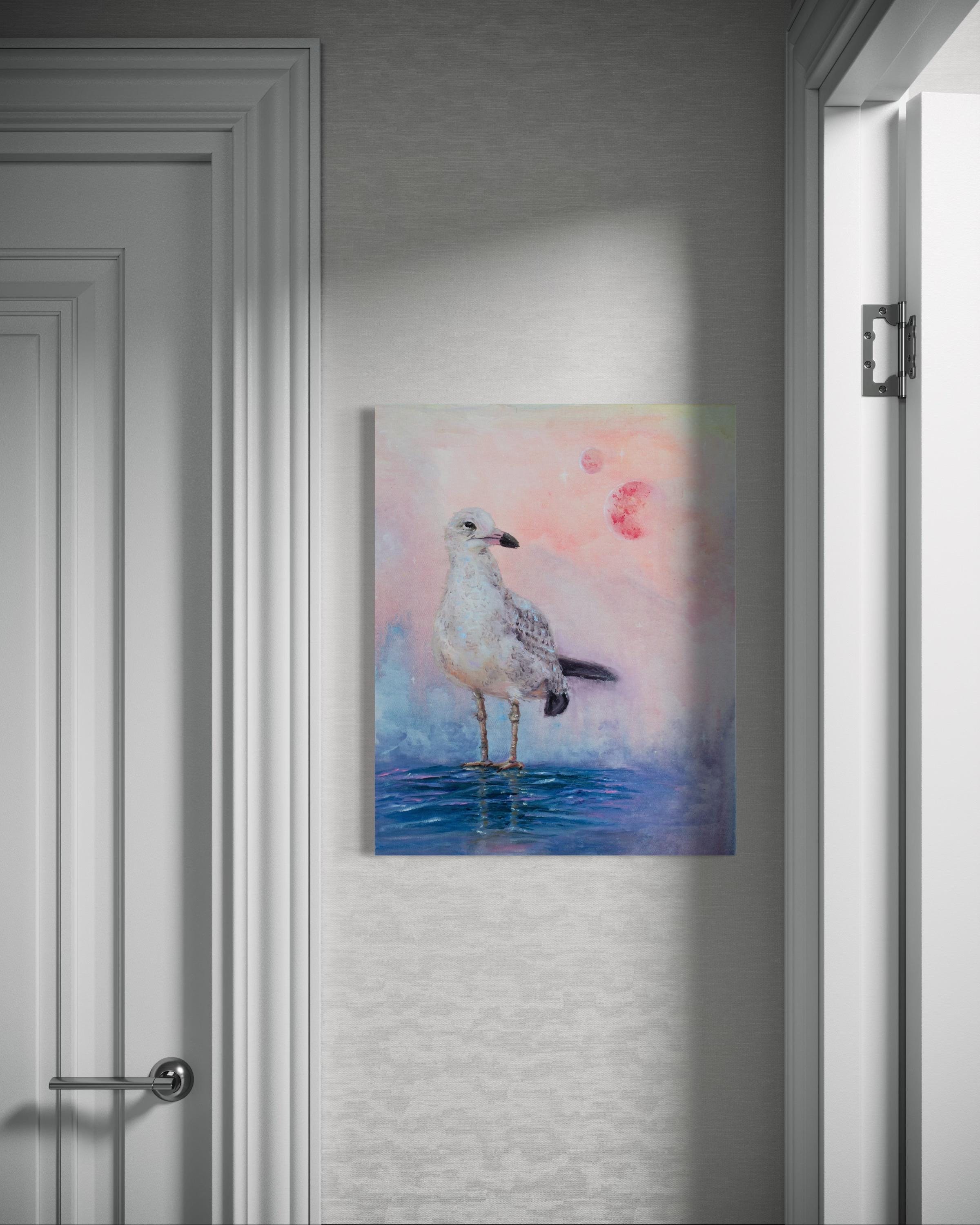 White Celestial Bird - Original oil painting on canvas
