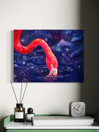 Pink Flamingo: Original oil painting on canvas inspired by science fiction