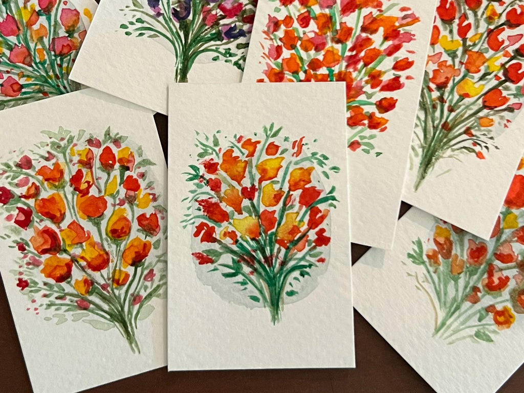 Framed Watercolor Flower Bouquet Painting: Original Mini Botanical Art, Birthday or Anniversary Gift