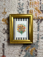 Framed Watercolor Flower Bouquet Painting: Original Mini Botanical Art, Birthday or Anniversary Gift