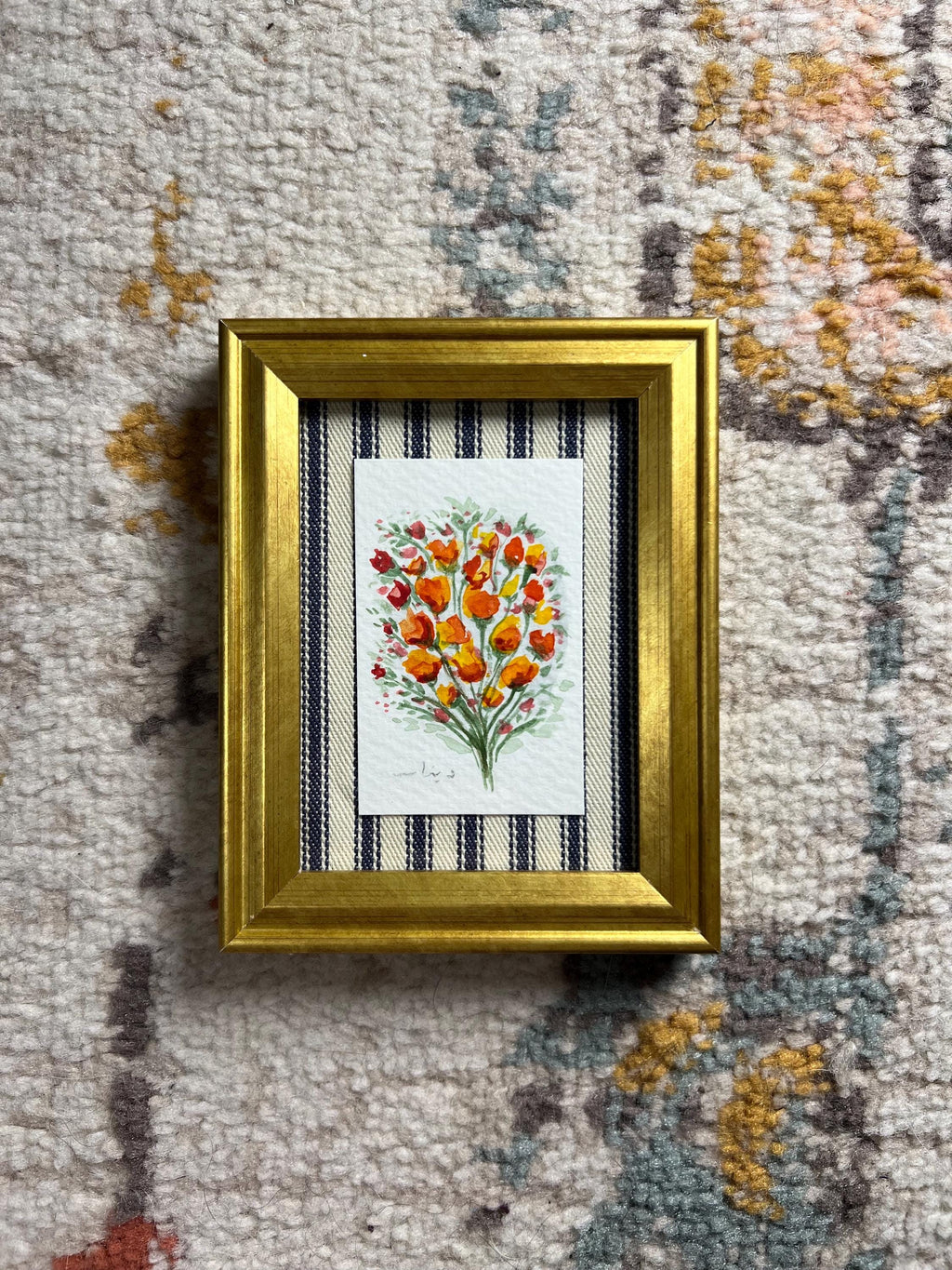Framed Watercolor Flower Bouquet Painting: Original Mini Botanical Art, Birthday or Anniversary Gift