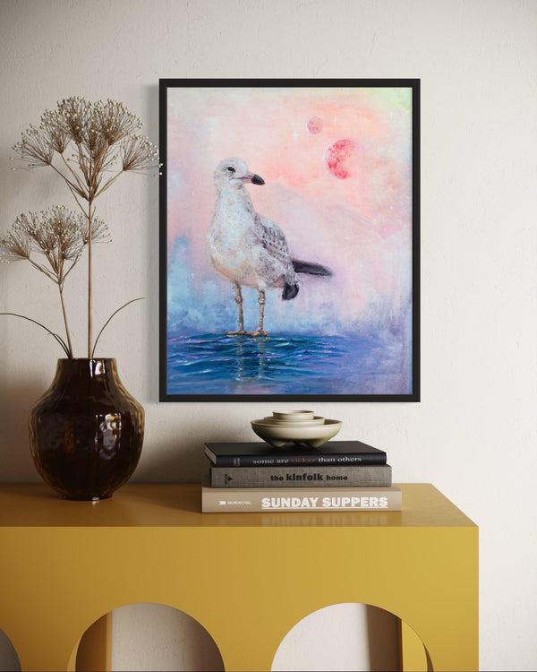 White Celestial Bird - Original oil painting on canvas