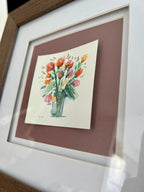 Framed Flower Bouquet Anniversary Gift, Watercolor Painting, Original Floral Wall Art