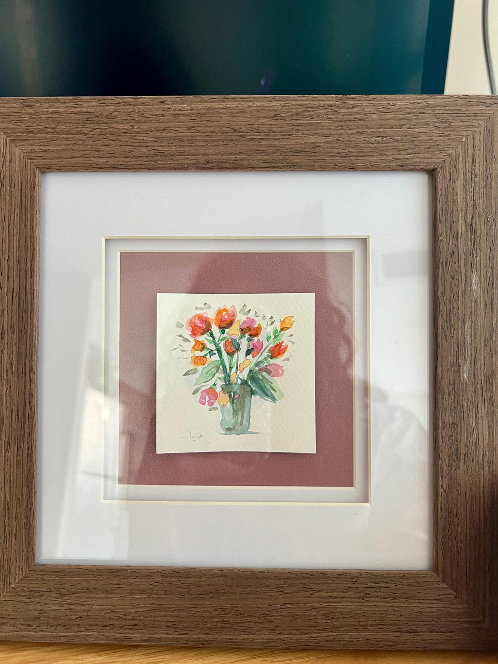 Framed Flower Bouquet Anniversary Gift, Watercolor Painting, Original Floral Wall Art