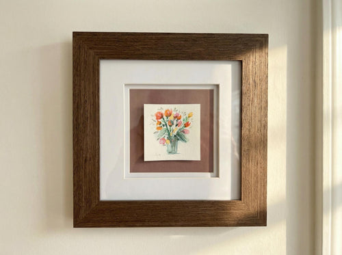 Framed Flower Bouquet Anniversary Gift, Watercolor Painting, Original Floral Wall Art