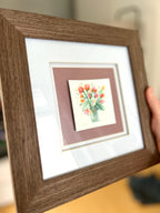 Framed Flower Bouquet Anniversary Gift, Watercolor Painting, Original Floral Wall Art