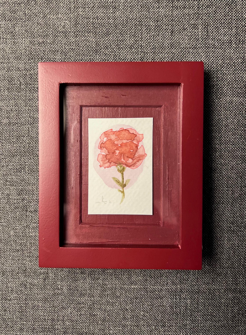 Framed Watercolor Rose Flower Painting: Original Mini Botanical Art, anniversary Gift