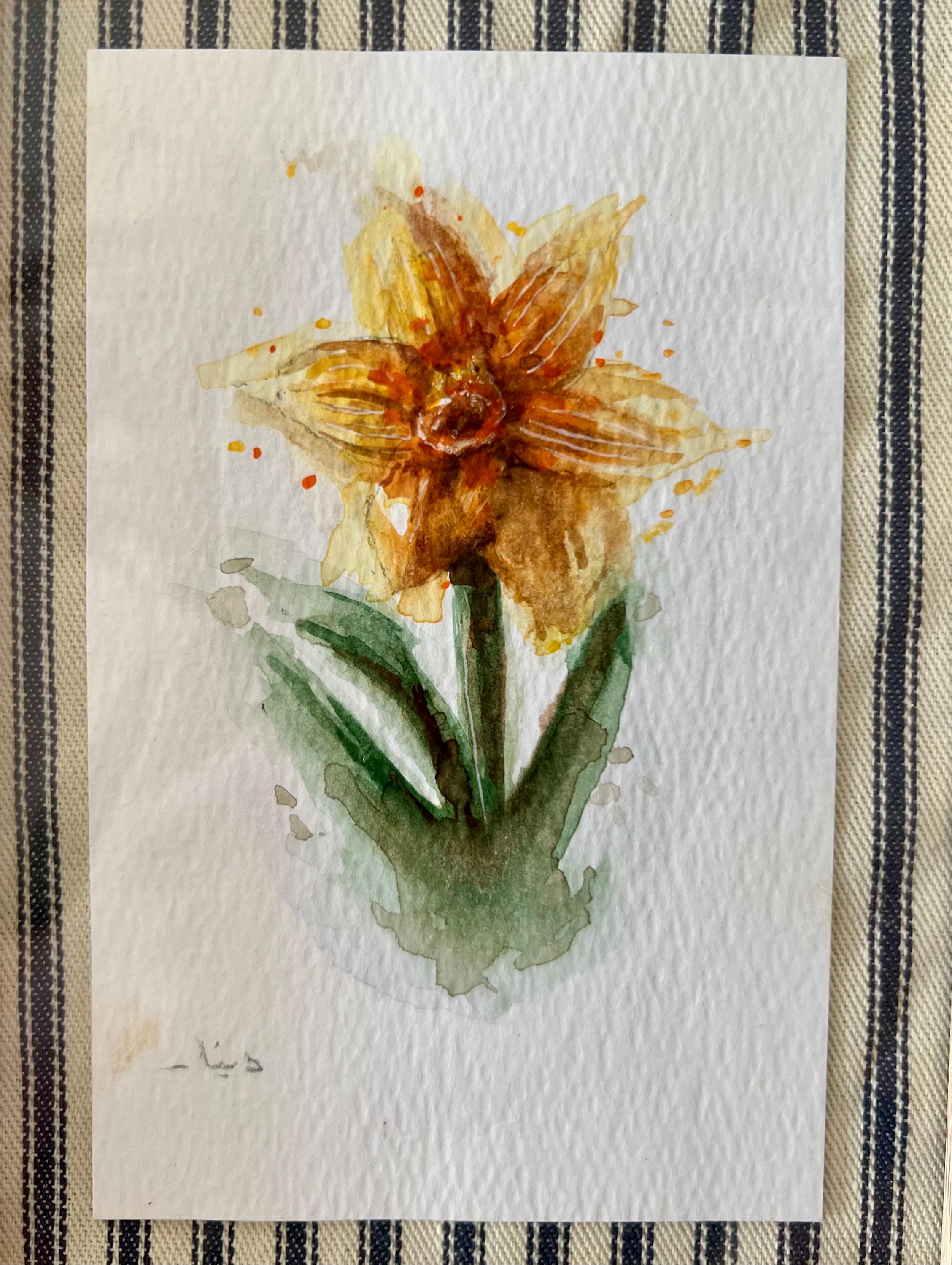 Framed Daffodil Watercolor Painting, Original Floral Art, Mother’s Day Gift