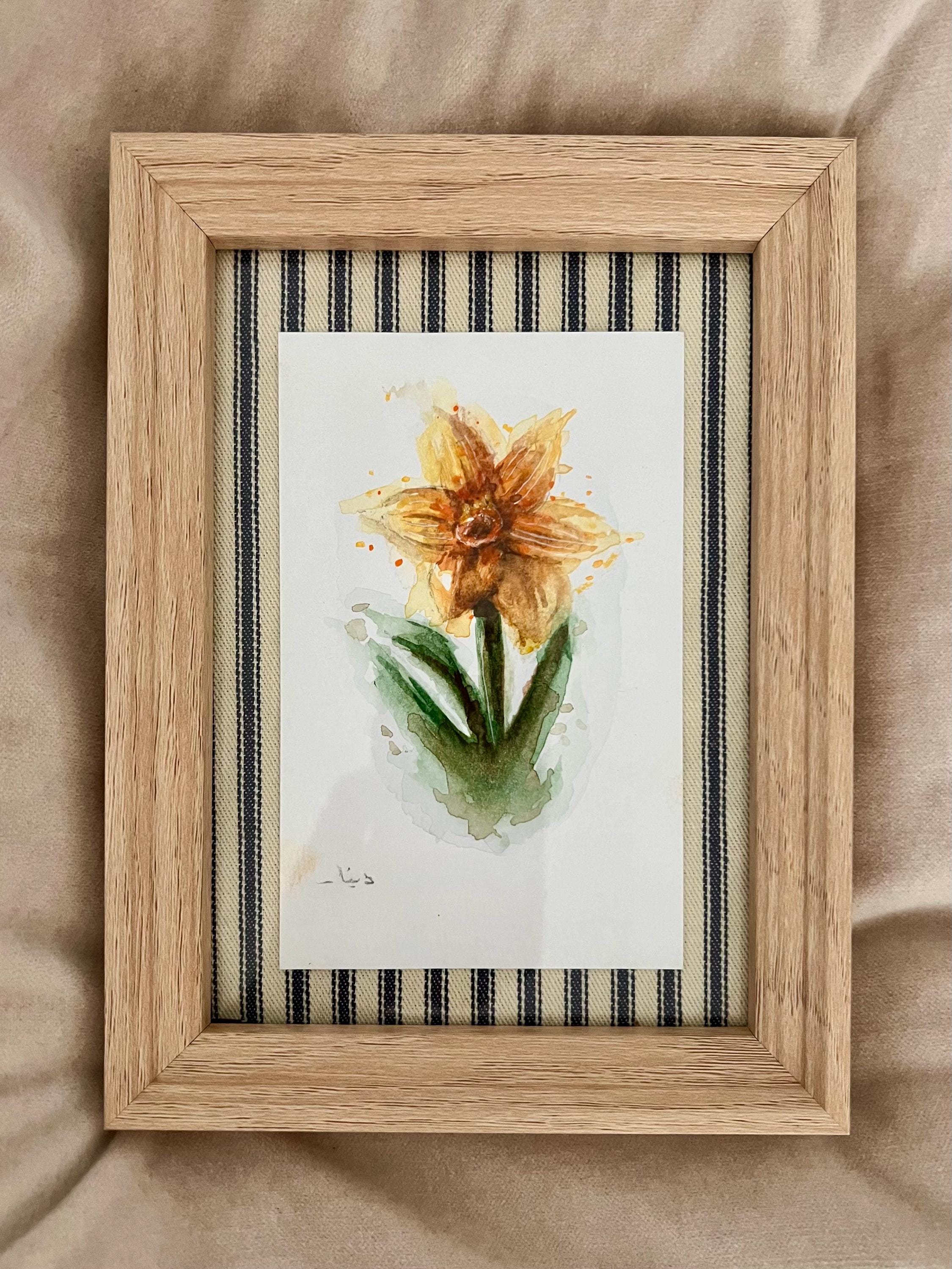 Framed Daffodil Watercolor Painting, Original Floral Art, Mother’s Day Gift