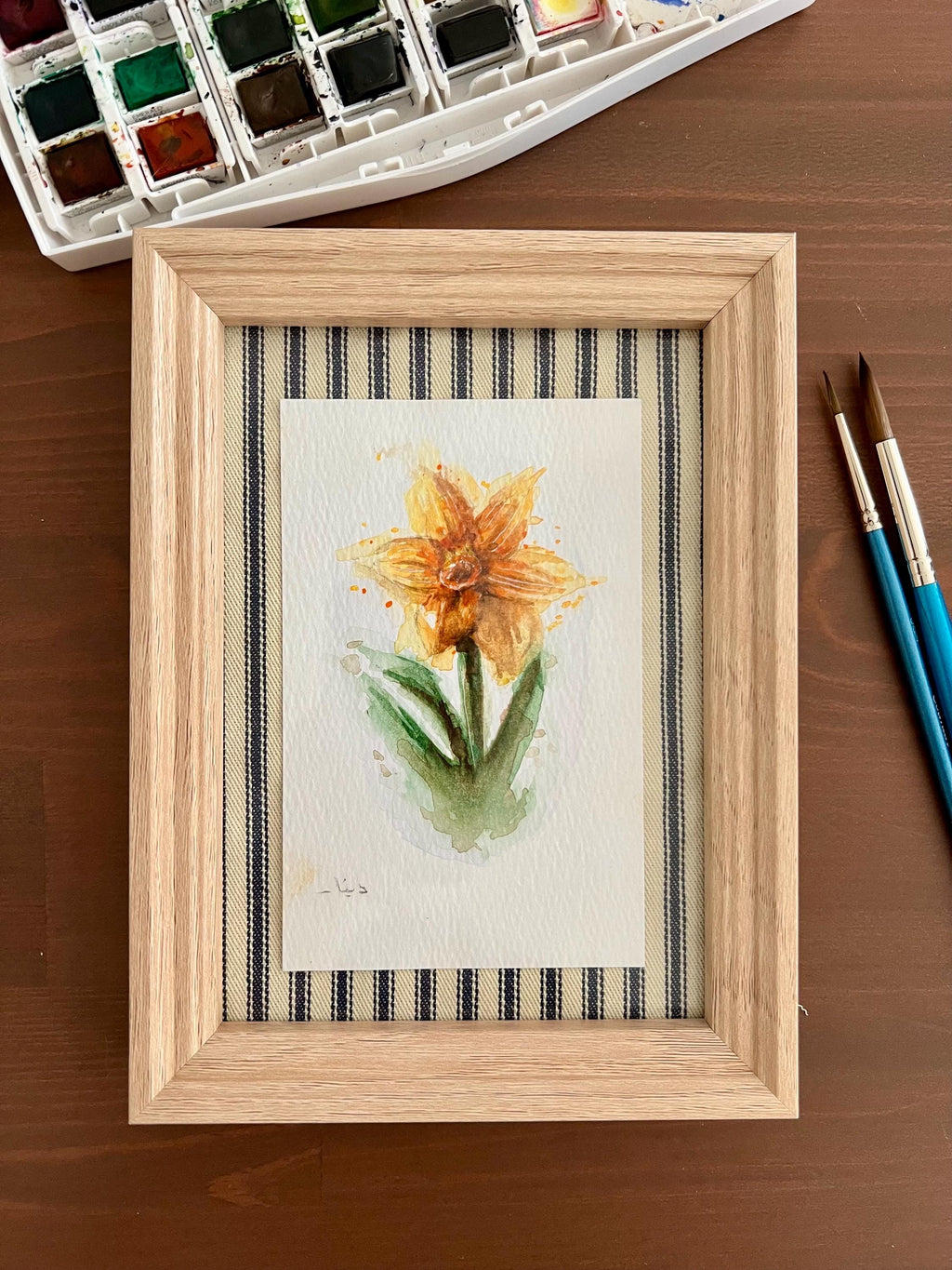 Framed Daffodil Watercolor Painting, Original Floral Art, Mother’s Day Gift