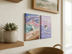 Hand-Painted Seascape Light Switch Plate, Pink Beach Purple Waves Wall Art