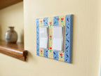 Hand-Painted Flowers Switch Plate, Butter Yellow and Blue Floral Wall Art, Home Outlet Cover