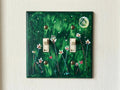 Hand-Painted Dark Green Floral Switch Plate, Moon Stars Wall Art Cover, Dark Academia Decor