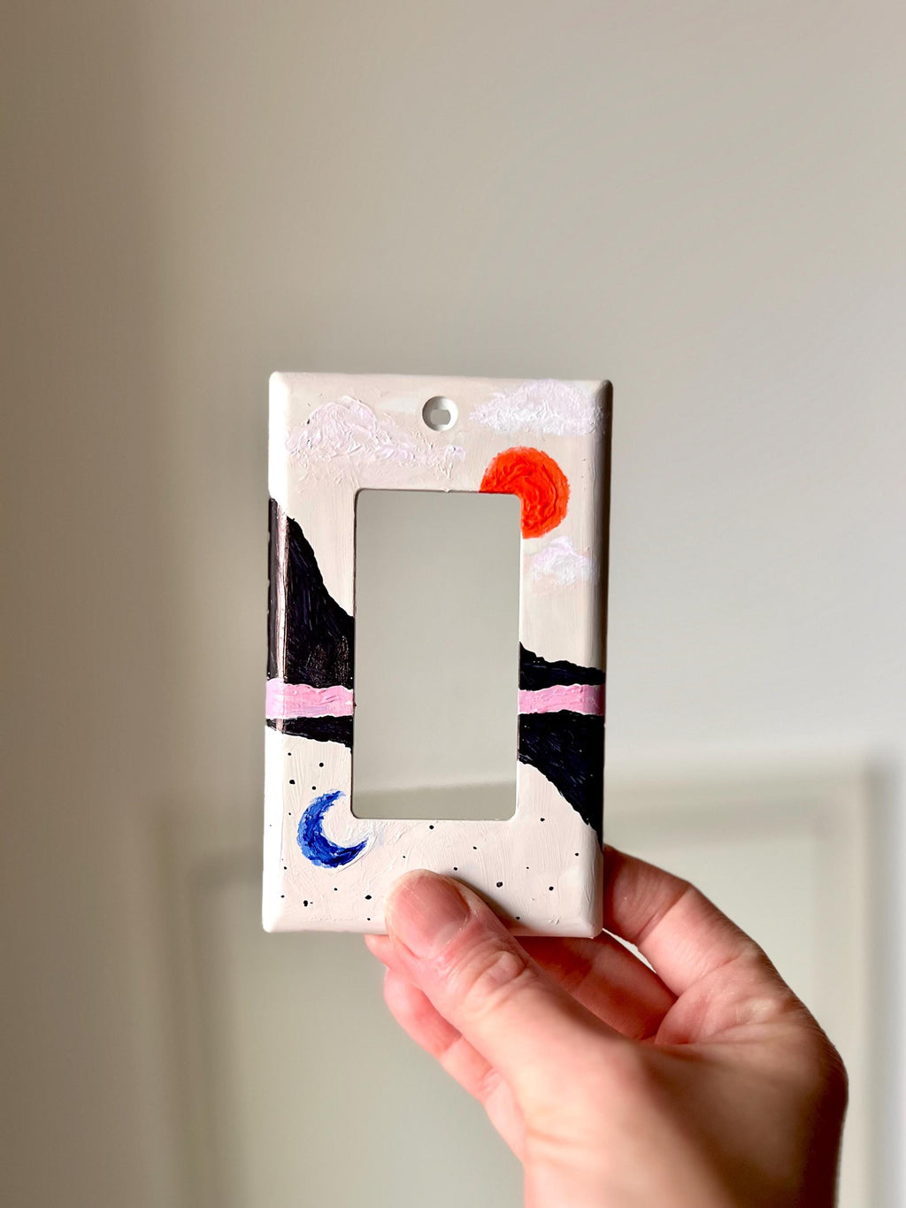 Unique Hand Painted Modern Sun and Moon Switch Plate Cover