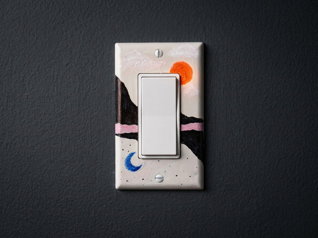 Unique Hand Painted Modern Sun and Moon Switch Plate Cover