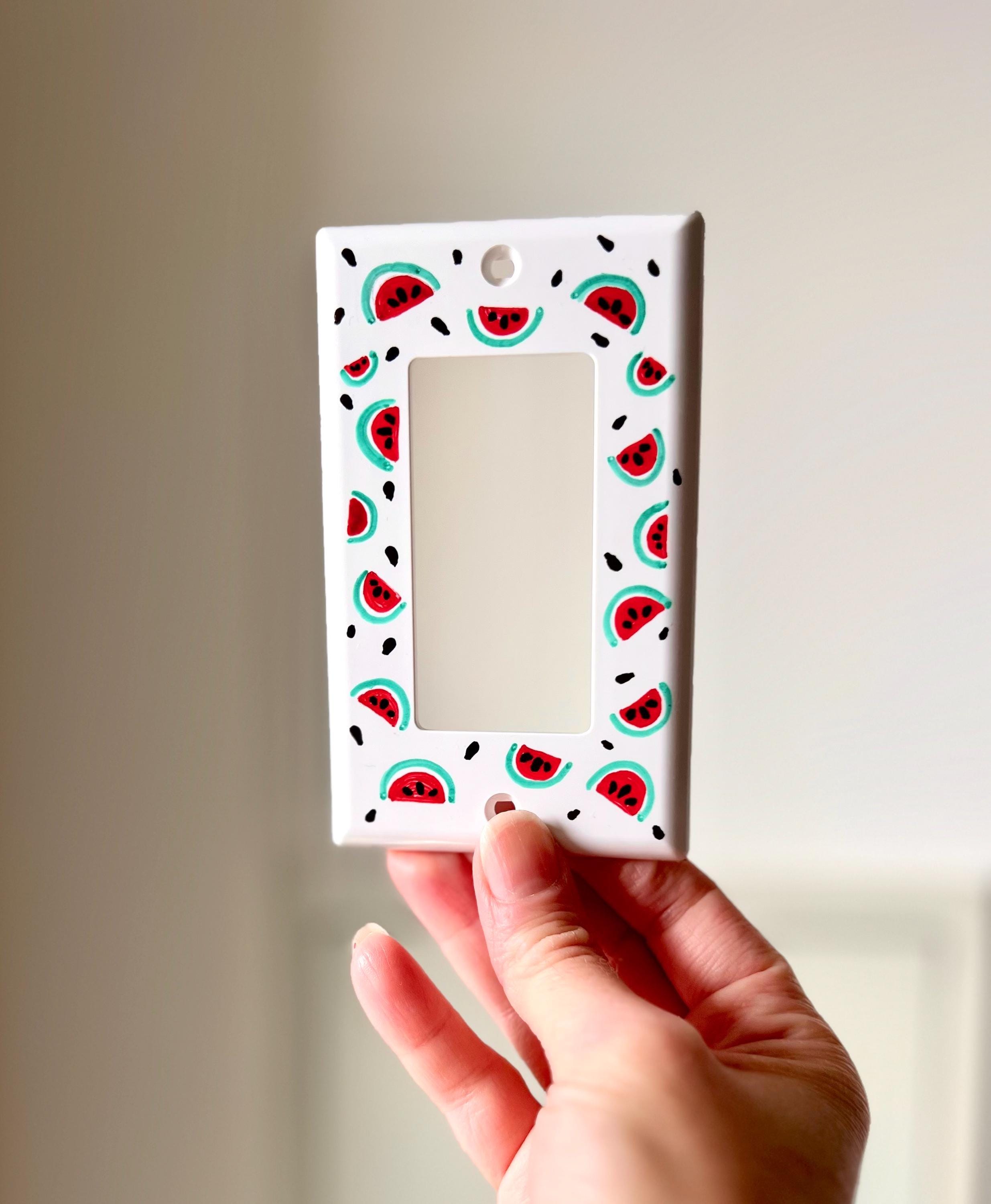 Hand Painted Watermelon Light Switch Plate Cover, Kitchen Wall Art