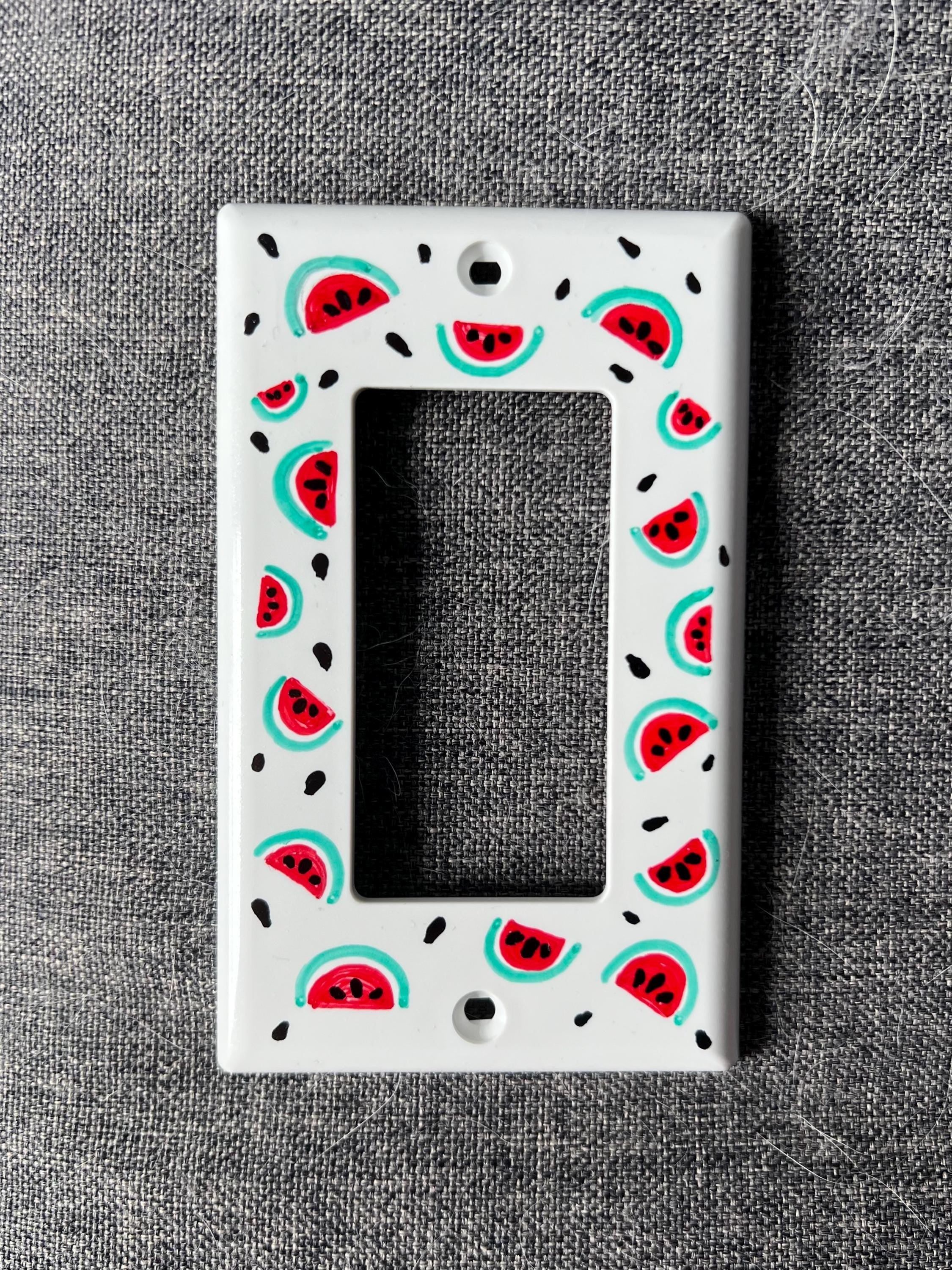 Hand Painted Watermelon Light Switch Plate Cover, Kitchen Wall Art