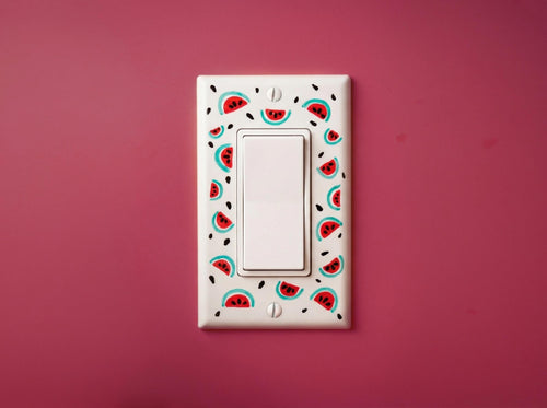 Hand Painted Watermelon Light Switch Plate Cover, Kitchen Wall Art