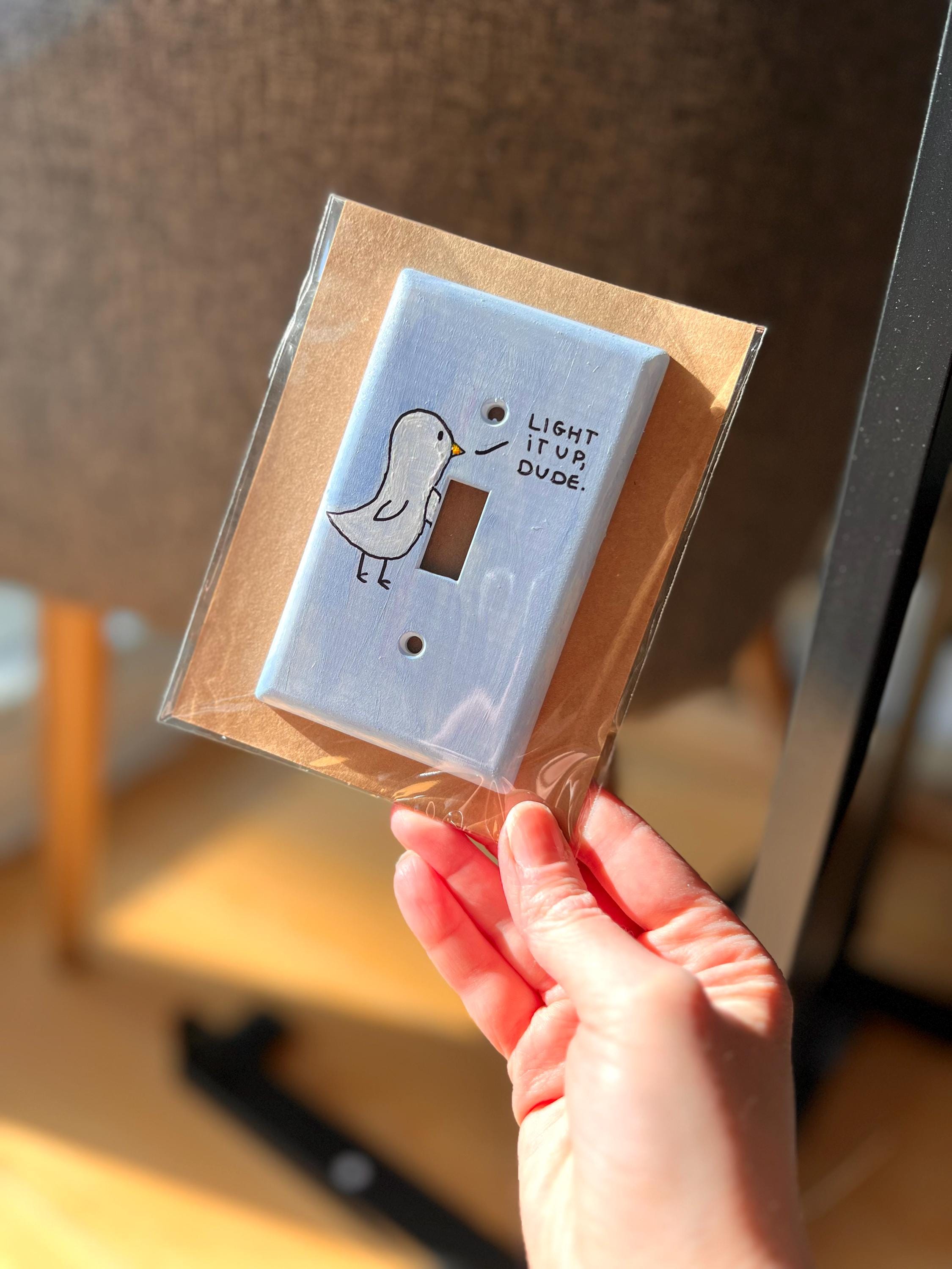 Hand-Painted Chill Duck Light Switch Plate Cover, Funny Quote Wall Art
