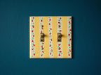 Hand-Painted Yellow Stripes Cherries Light Switch Plate, Kitchen Wall Art