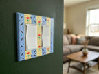 Hand-Painted Flowers Switch Plate, Butter Yellow and Blue Floral Wall Art, Home Outlet Cover