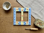 Hand-Painted Flowers Switch Plate, Butter Yellow and Blue Floral Wall Art, Home Outlet Cover