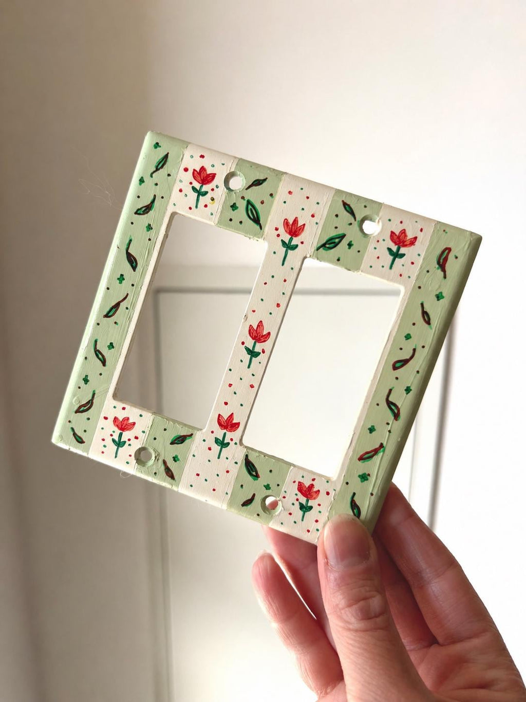 Hand-Painted Flowers Switch Plate, Butter Yellow and Blue Floral Wall Art, Home Outlet Cover