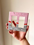 Unique Hand Painted Modern Pink and Black Striped Switch Plate Cover
