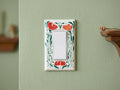 Hand-Painted Floral Light Switch Plate Cover, Orange Flowers Modern Wall Art