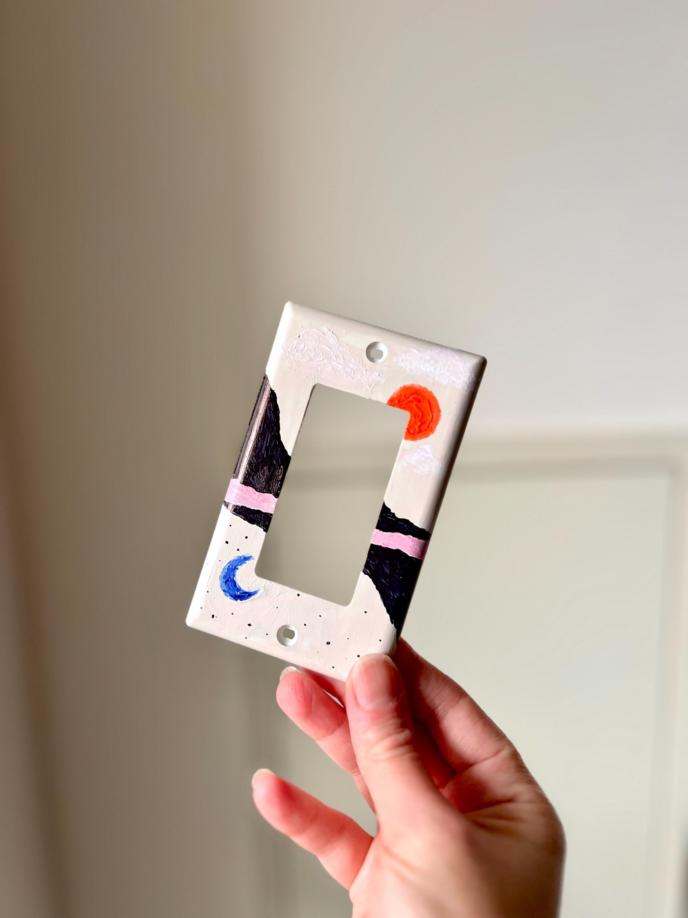 Unique Hand Painted Modern Sun and Moon Switch Plate Cover
