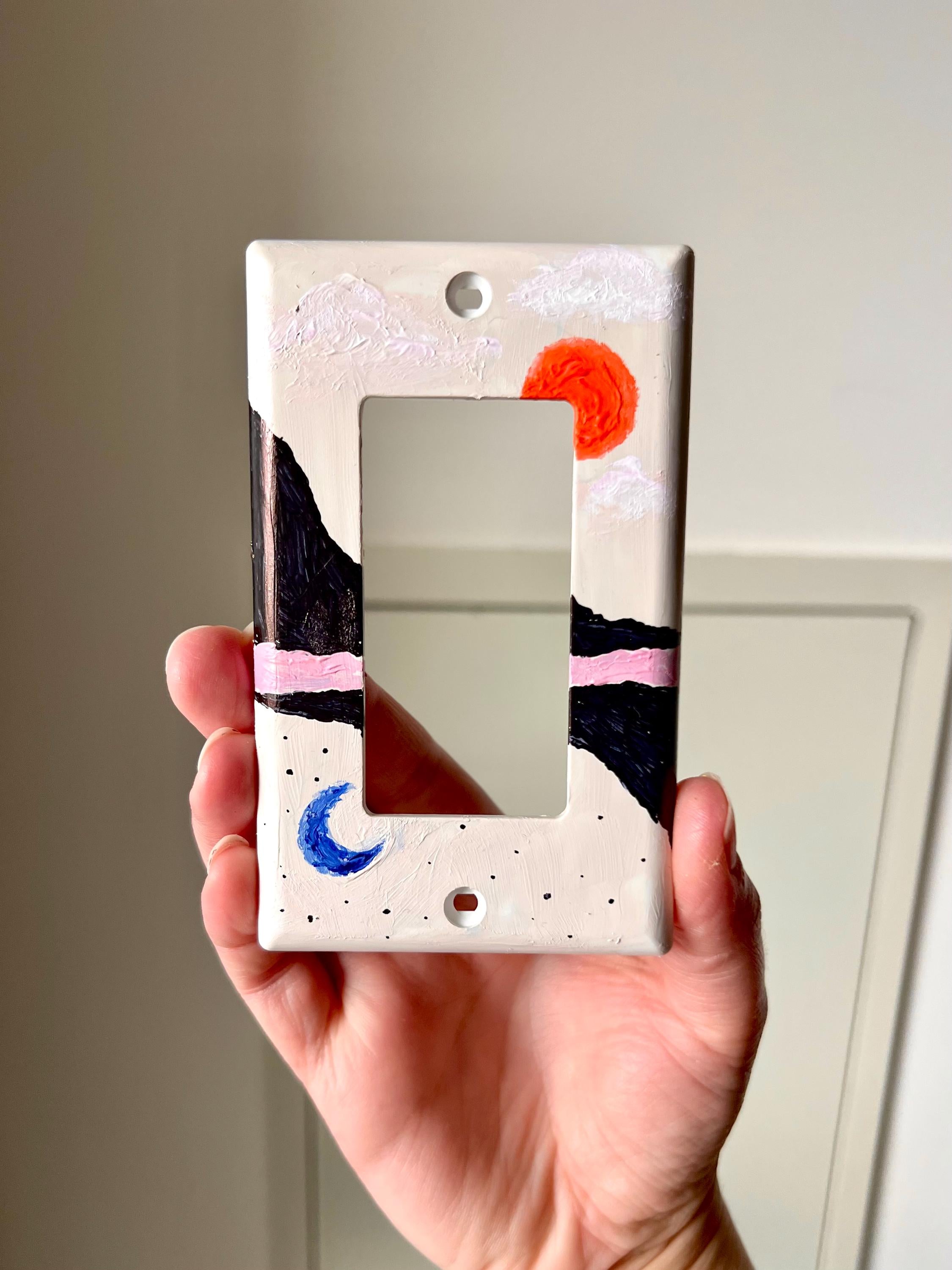 Unique Hand Painted Modern Sun and Moon Switch Plate Cover