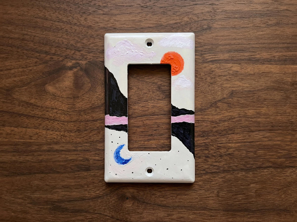 Unique Hand Painted Modern Sun and Moon Switch Plate Cover
