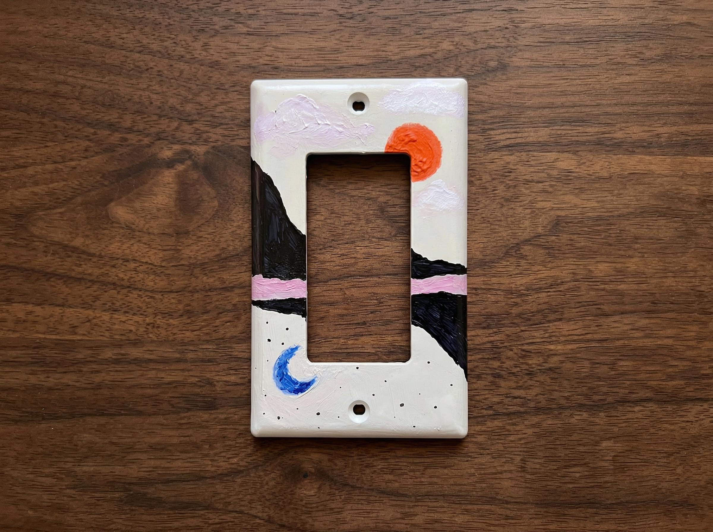 Unique Hand Painted Modern Sun and Moon Switch Plate Cover