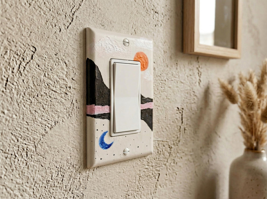 Unique Hand Painted Modern Sun and Moon Switch Plate Cover