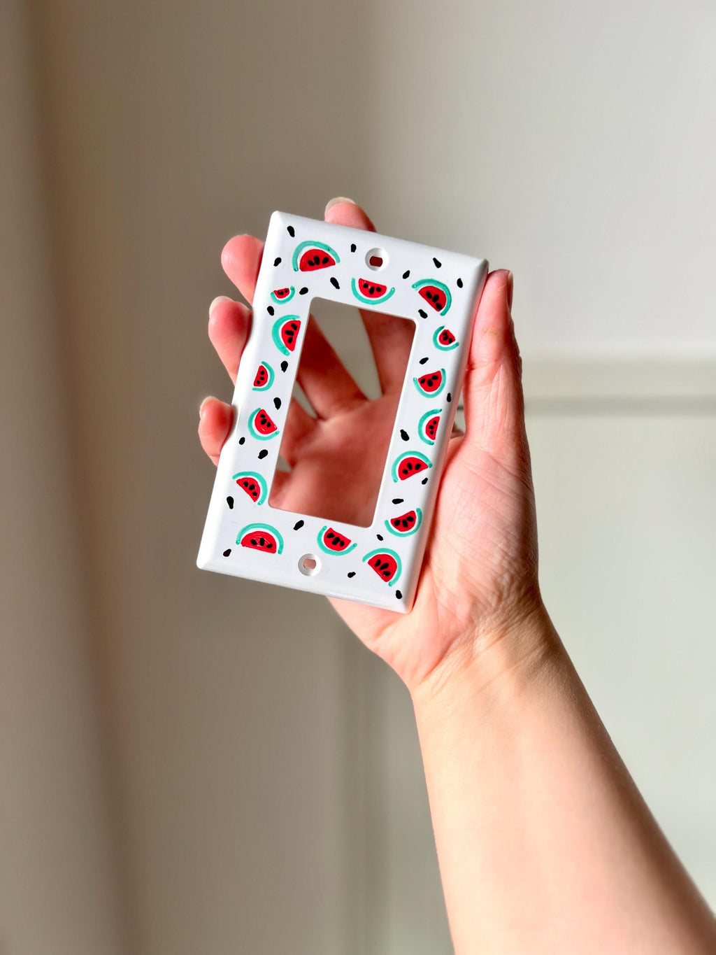 Hand Painted Watermelon Light Switch Plate Cover, Kitchen Wall Art