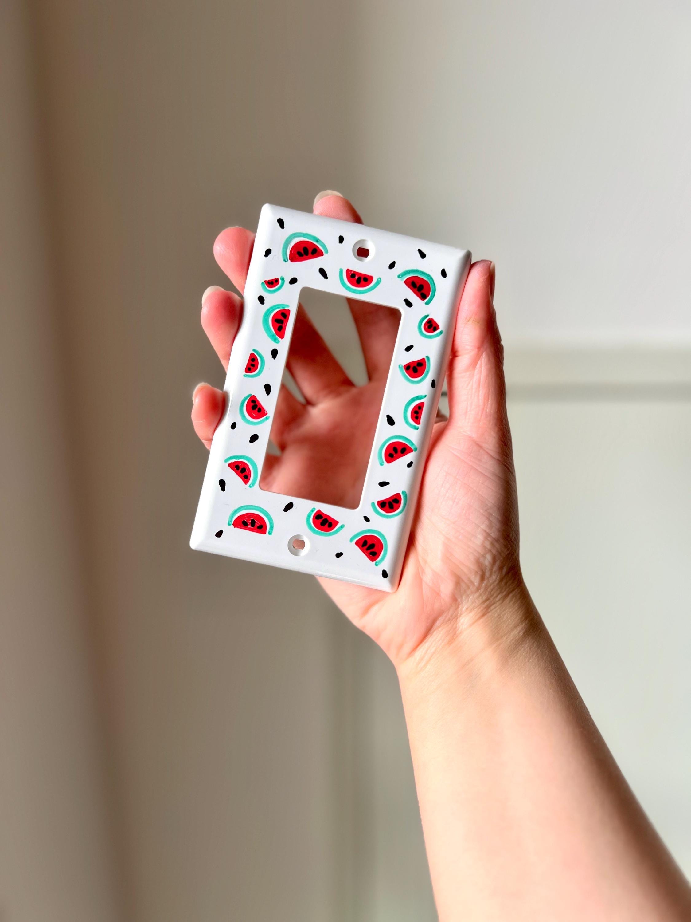 Hand Painted Watermelon Light Switch Plate Cover, Kitchen Wall Art
