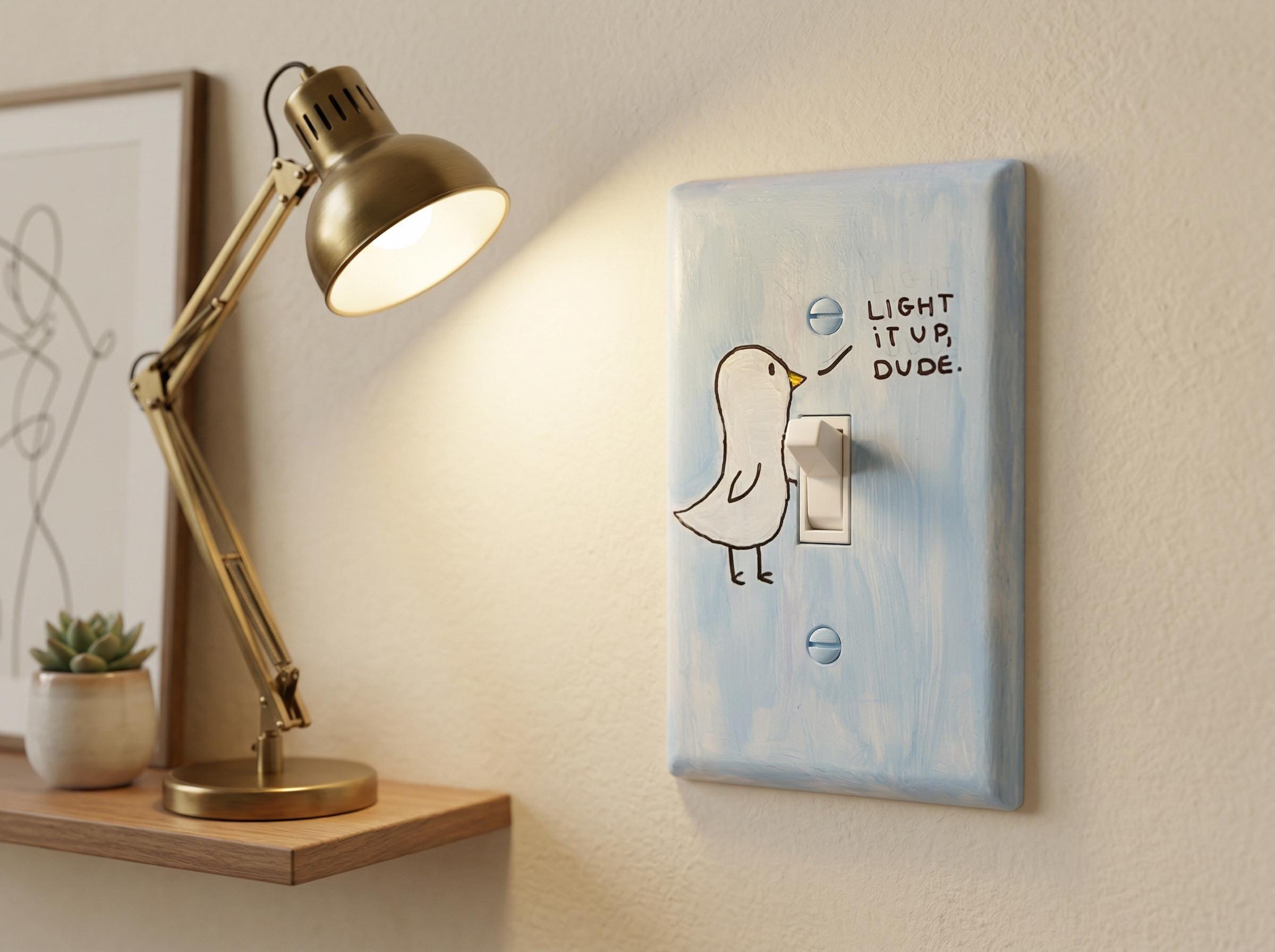 Hand-Painted Chill Duck Light Switch Plate Cover, Funny Quote Wall Art
