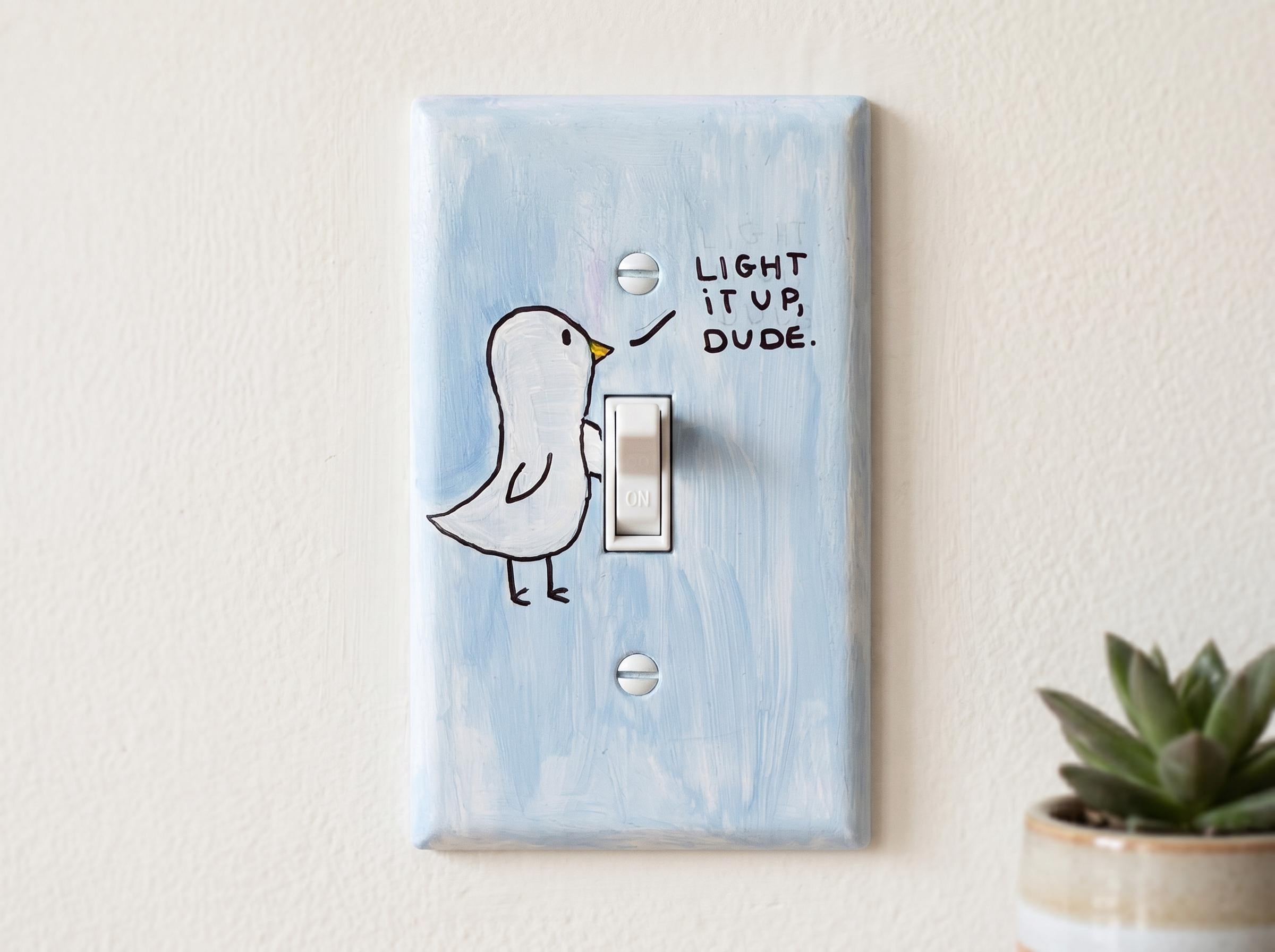 Hand-Painted Chill Duck Light Switch Plate Cover, Funny Quote Wall Art